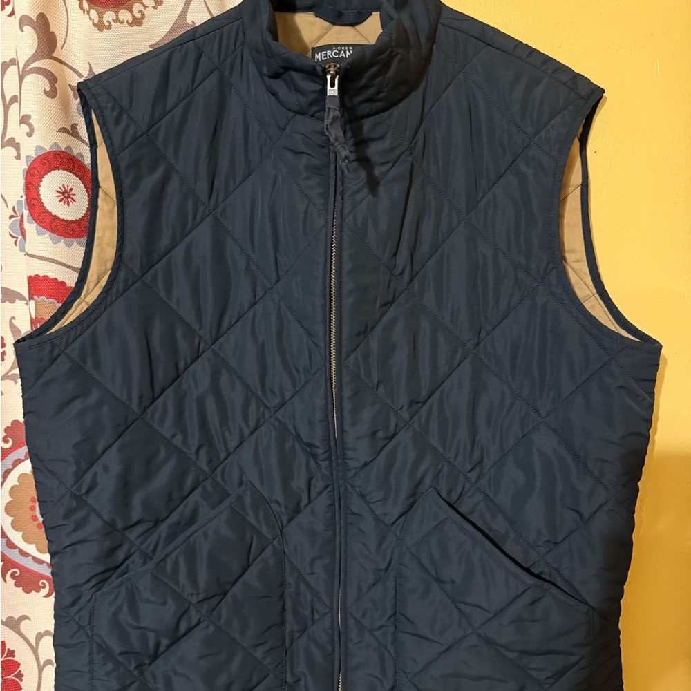 J. Crew Men's Quilted Dark Blue Vest